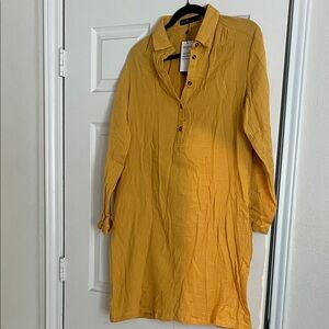 Women’s Mustard Yellow Collared Shirt Dress
